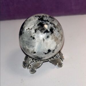 🌟Bohemian Rainbow 🌈 Moonstone Sphere w/🦋 Stand🌟